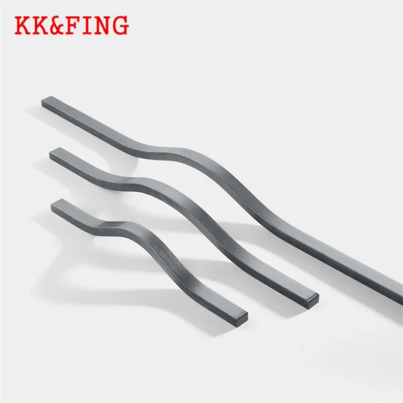 KK & FING 간단한 알루미늄 합금 골드 닦았 가구 캐비닛 도어 핸들 옷장 찬장 도어 서랍 핸들 가구 하드웨어