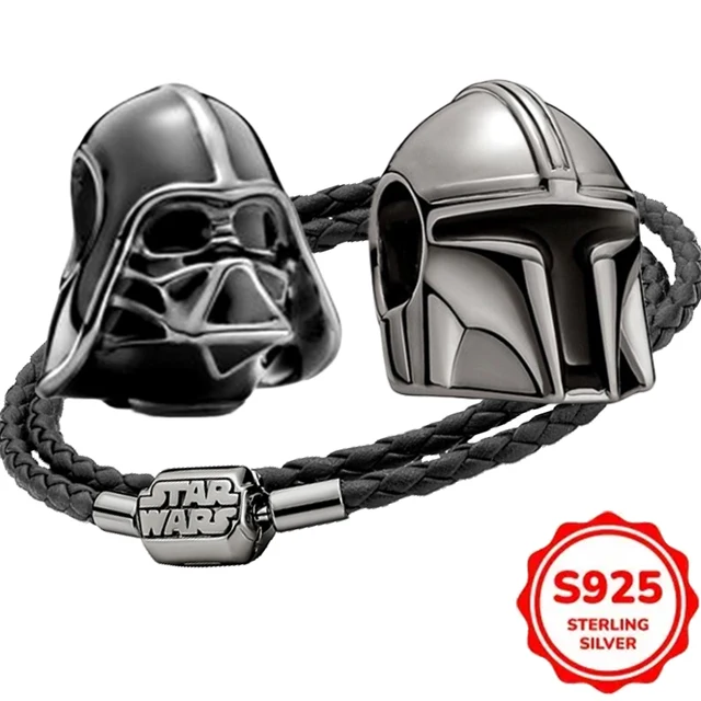 Plata De Ley 925 Silver Charms Hot Star Wars Sries Mandalorian Helmet Pendant Beads Original Womens Bracelets DIY Jewelry Gifts
