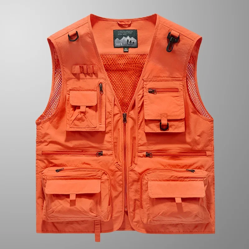 Mens Vest Men's Vest Summer Photography Fishing Multi-Pocket Outdoor Casual Climbing Sleeveless V-Neck Shoulder Vest Customizable