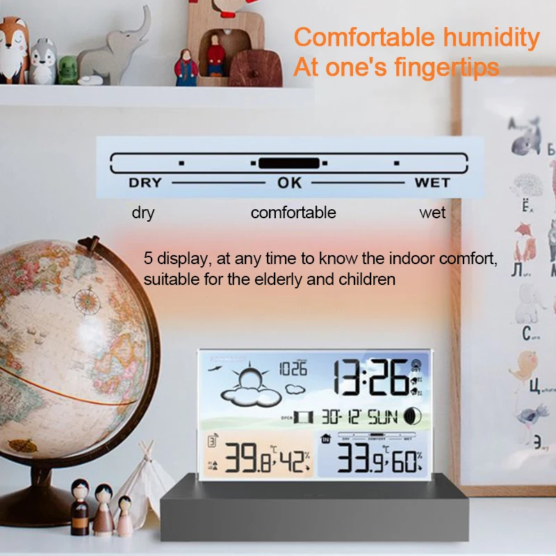Stație meteo digitală multifuncțională, prognoză meteo, ceas cu alarmă, senzor de temperatură interioară și exterioară, contor de umiditate, calendar_voghion.com