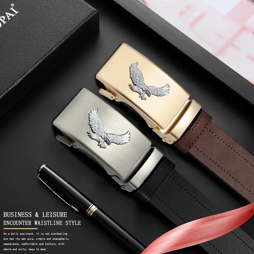 Neue Männer Leder Gürtel Automatische Schnalle Gürtel Mode Legierung Gürtel Leder Luxus Gürtel für Männer Business Luxus Designer Kleidung – Detail 2