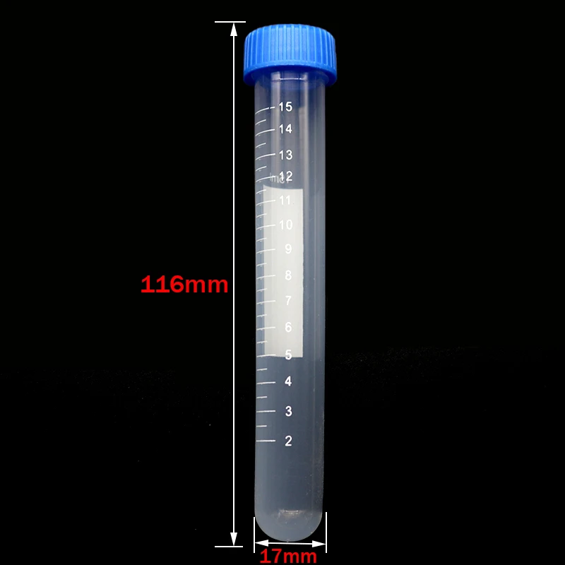 10 Pieces 15ML Plastic Scale Spiral Blue Lid Round Bottom Centrifuge Tube Container Science Laboratory Analysis Test Tube