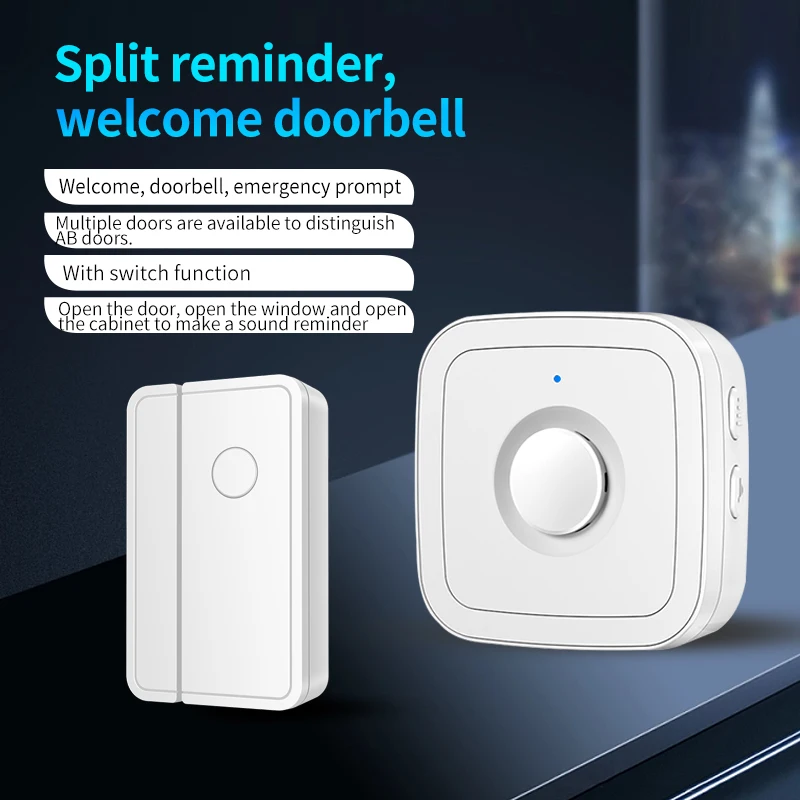 CACAZI wireless door magnet 918 feet 280 meters range 52 melody alarm windows M12 household anti-theft magnetic sensor shop alar