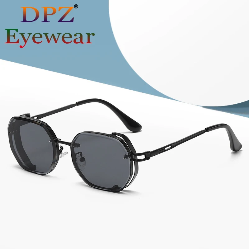 2022 Square Steampunk Sunglasses For Men Pilot Fashion Glasses Luxury