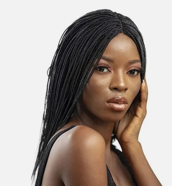 AFRICAN BRAIDED MICRO hair WIG NONE LACE WIGS AFRO BRAIDED WIGS GLULESS