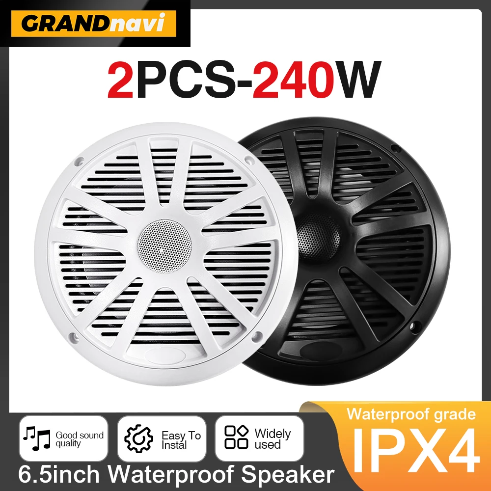 Marine Speakers 6.5 Inch 120W Waterproof Weather Resistant Stereo for RV Yachts Golf cart ATV UTV Ship Sauna