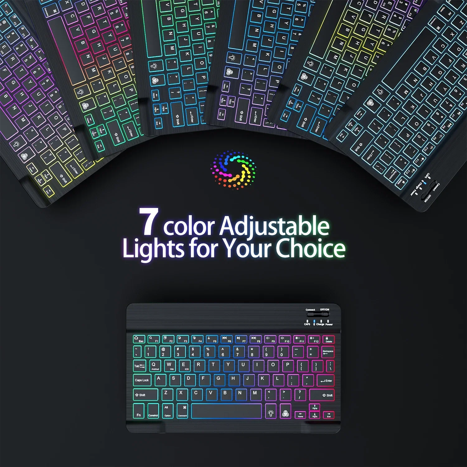 10-Inch Backlit RGB Bluetooth Rechargeable Wireless Keyboard and Mouse Combo