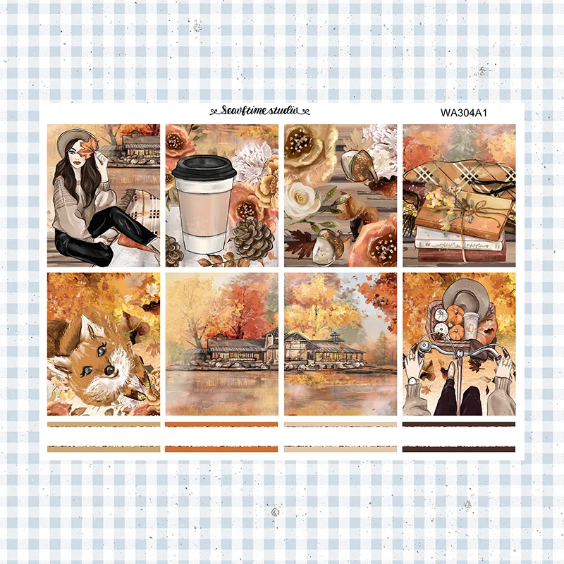 

Autumn Lake Outing Weekly Schedule Label Set Stationery Stickers Retro Decorative Sticker DIY Diary Stickers School Supplies
