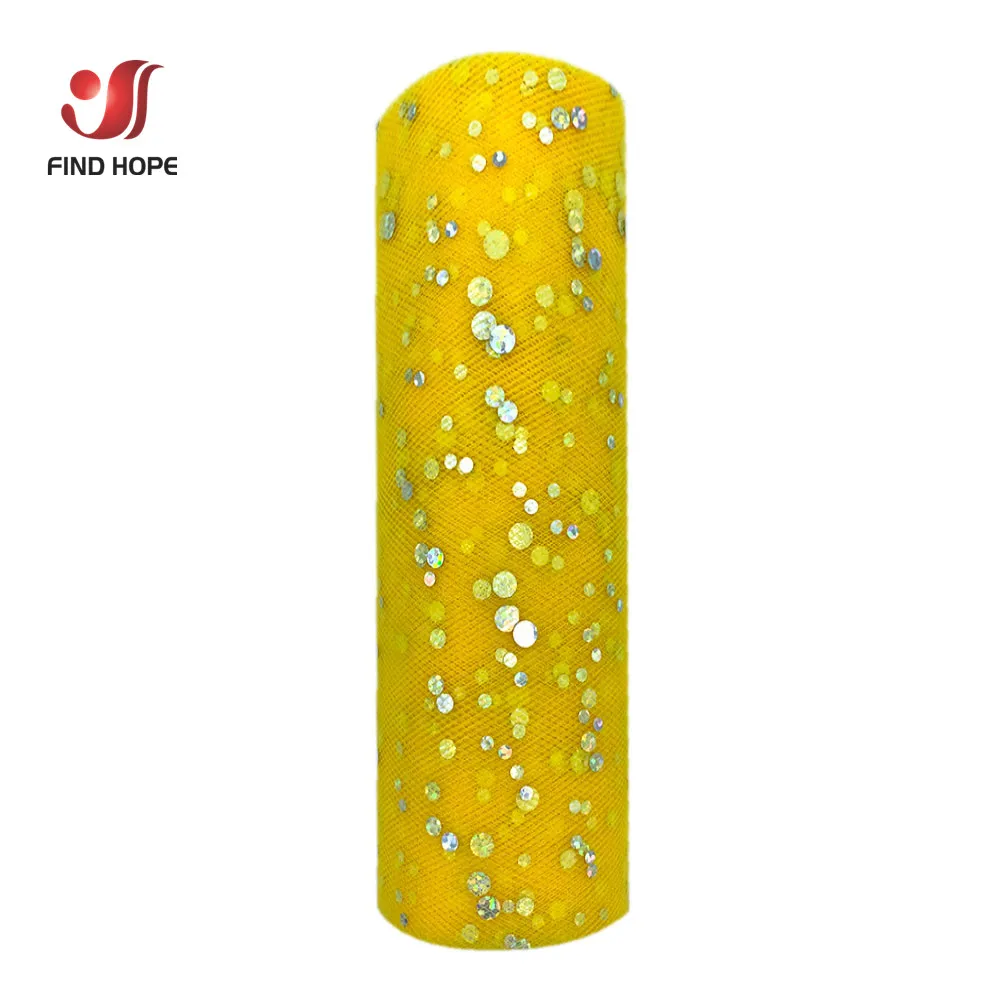 Rainbow Glitter Sequin Tulle Fabric Roll - 6in x 10 Yards for Crafting and Decoration
