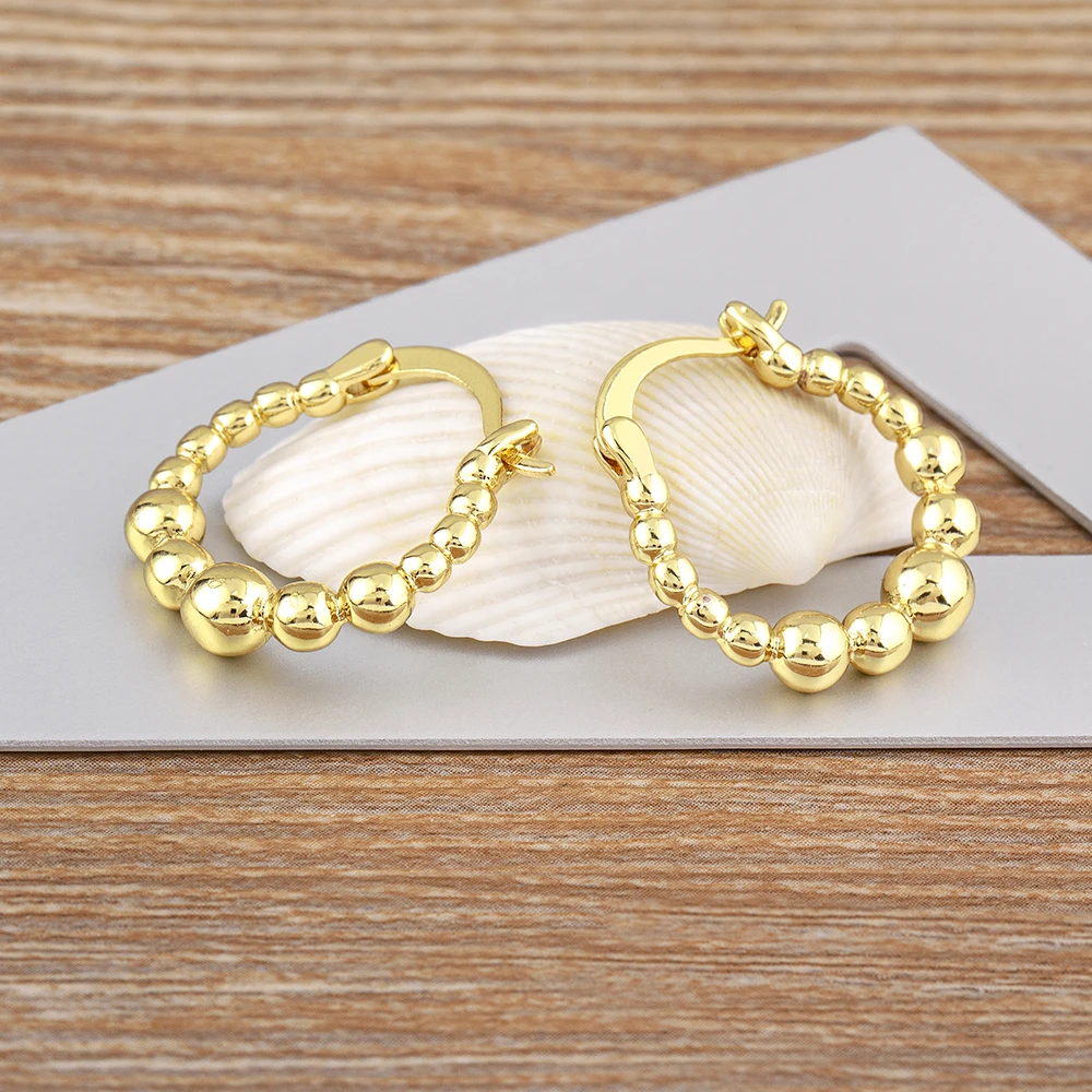Nidin New Arrival Punk Style Ball Shape Hoop Earrings Women