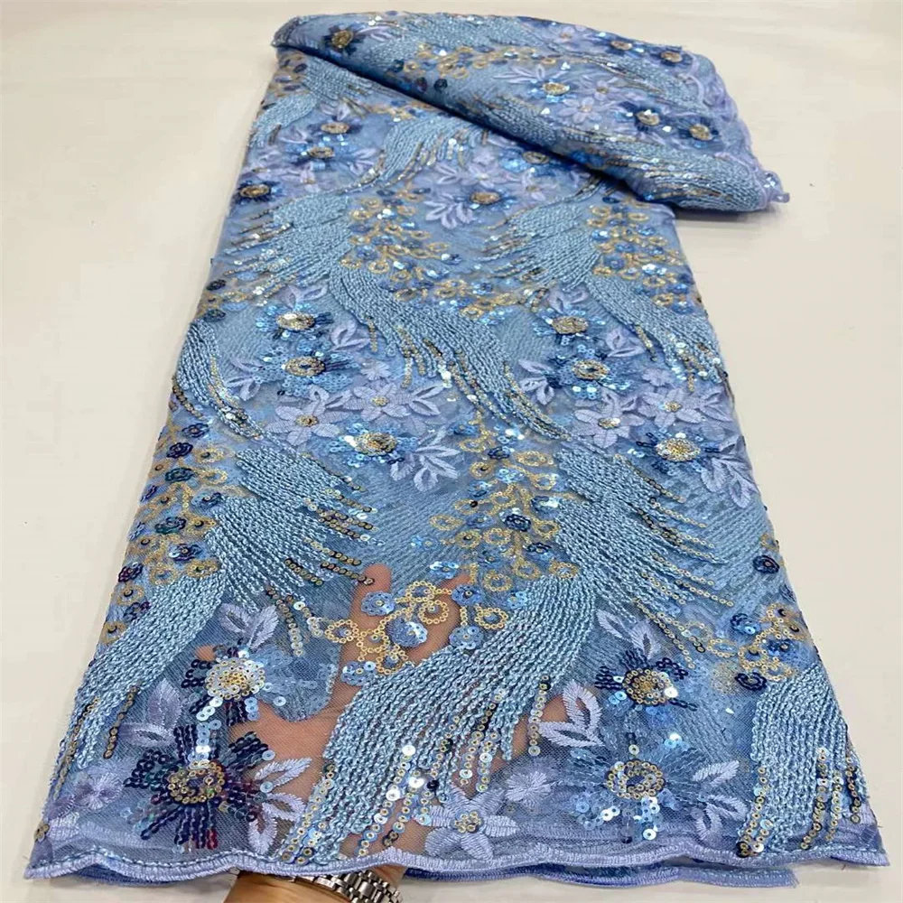 

SJ Lace 2022 High Quality African French Tulle Lace Fabric With Sequins Nigerian Sequence Net Lace Fabric For Wedding dp13-4