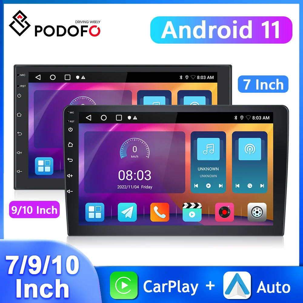 

Podofo 7'' Wireless Carplay Car Radio 2Din Autoradio 2+32G Android Auto Bluetooth WIFI GPS Navigation FM EQ Double USB Car Audio