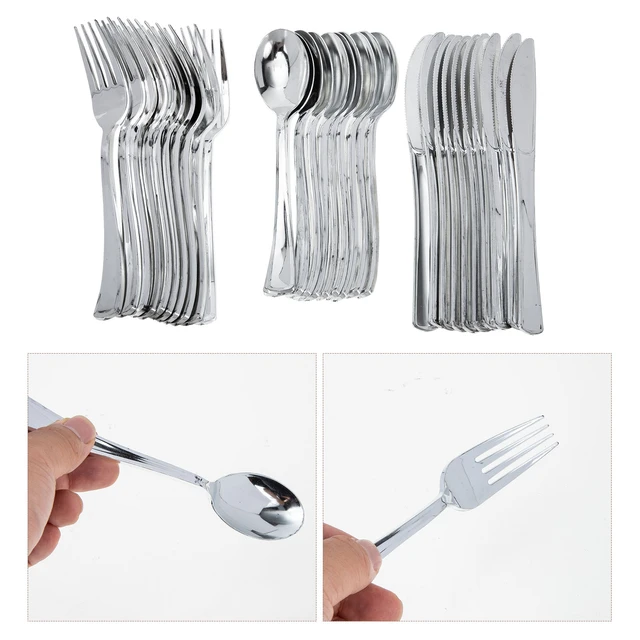 100pcs Plastic Cutlery Set Crystal Clear Plastic Cutlery-set Dinner Knife  Fork Spoon Party Household Birthday Party - AliExpress