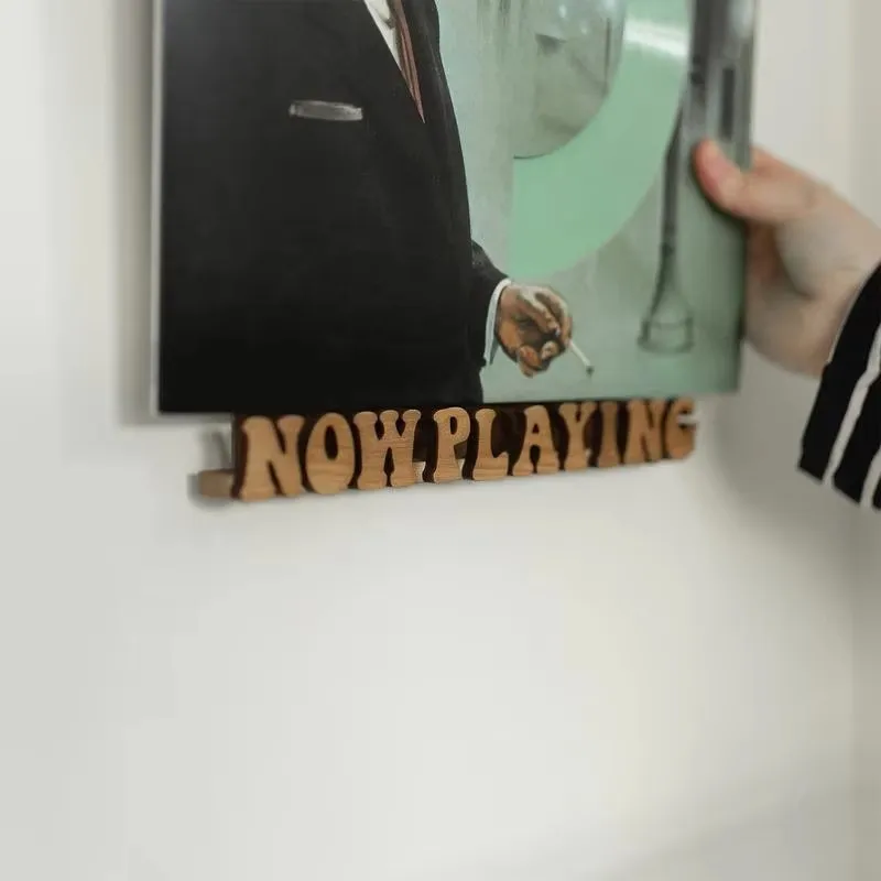 Now Playing Vinyl Record Stand Display Wall Mount Solid Wood Album Shelf Bracket Hanging Storage LP Holder Retro Gift for Music 2