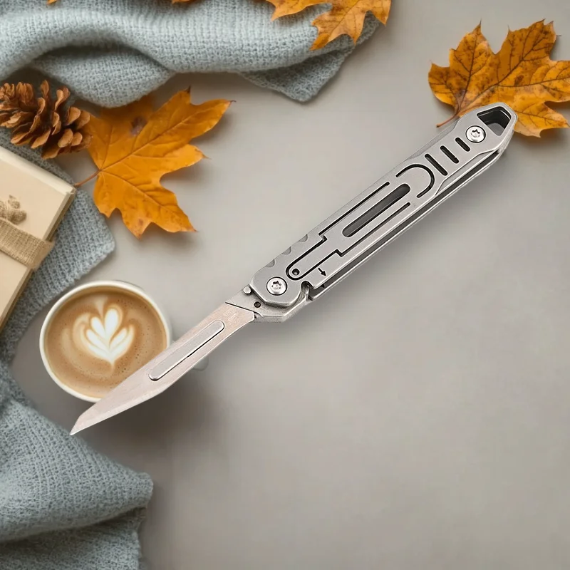 다기능 접이식 유틸리티 나이프, 카드 바늘, 드라이버, 크로우바, 나이프, No. 11 수술용, 교체 가능한 칼날, 날카로운 키