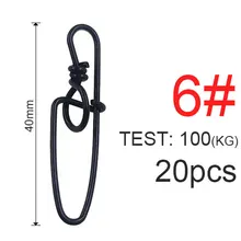  20pcs Black Fishing Snap Swivels Double Insurance Inside Lock Snap Stainless Steel Fishing Swivel Hook Lure Fishing Connector 
