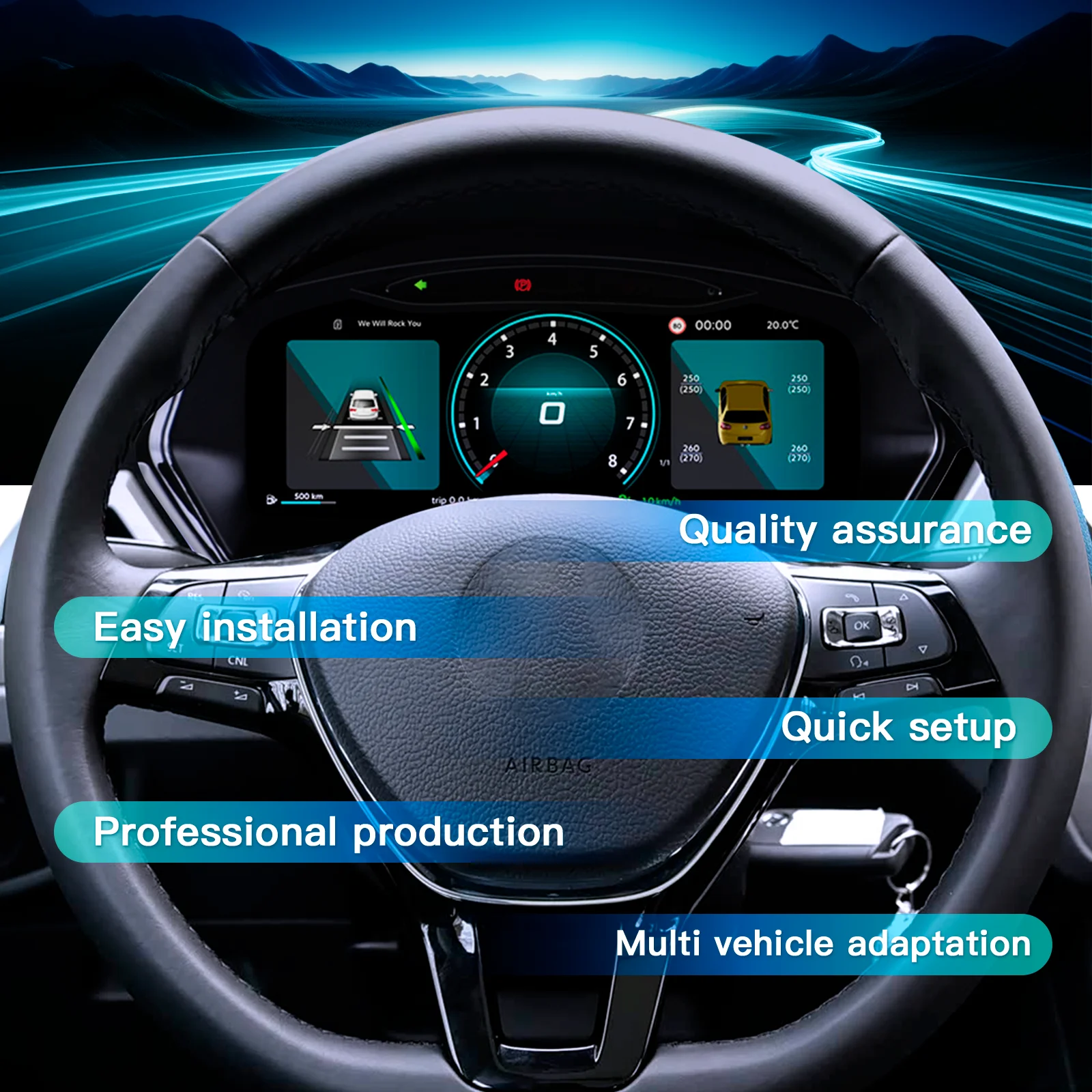 12.3‘’ Navidigital Dashboard Cluster For VW Golf 7 MK7 2013-2020 Years Support HDMI Carplay Radio Instrument Panel Cockpit - 4
