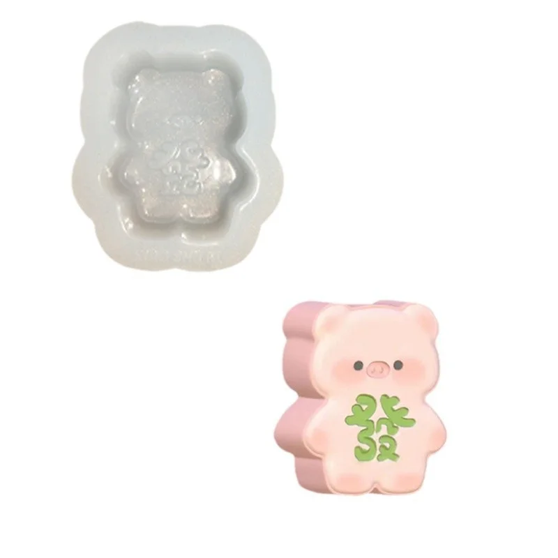 Cute Cartoon Bear Shaped Silicone Candle Molds DIY Handmade Soap Chocolate Cake Decor Mold mochi squishy toy moulds