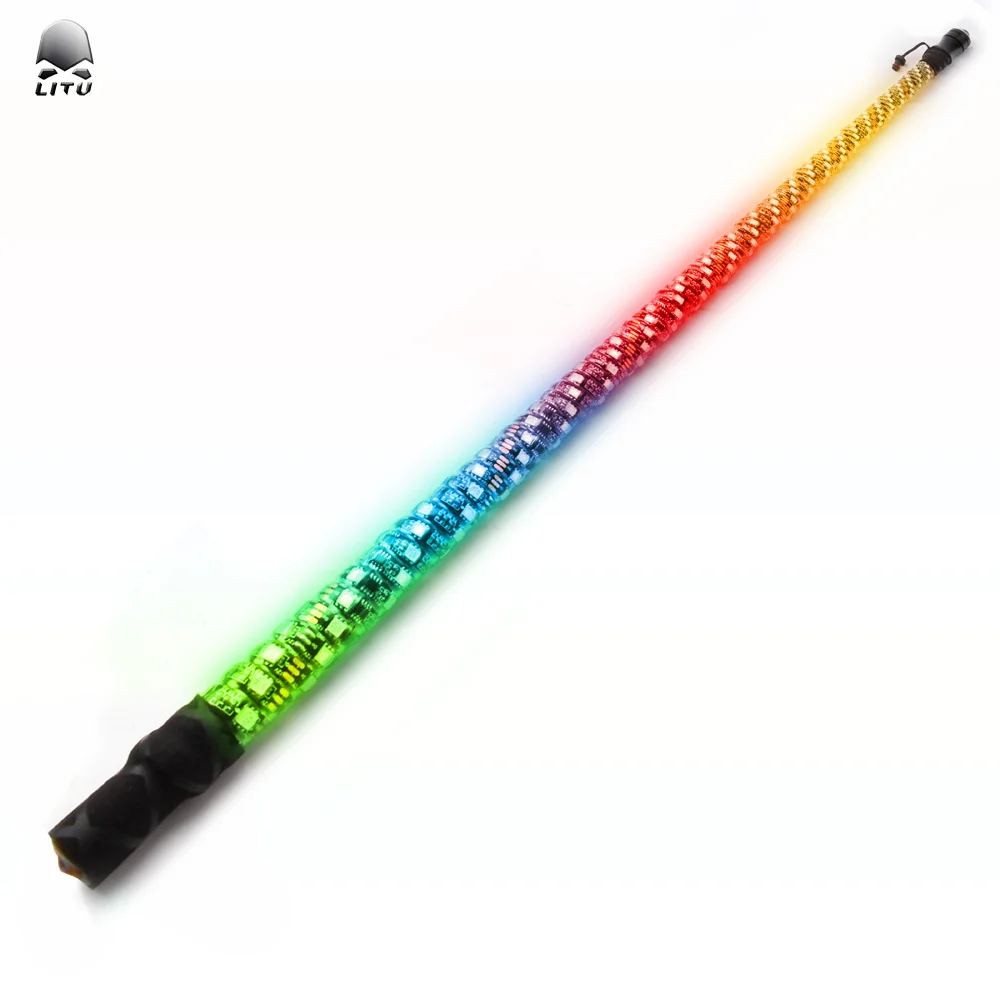 

4FT 5050 Offroad RGB Bluetooth Remote Control Colorful Spiral LED Whip Lights Lighted Antenna Whips For ATV UTV SUV