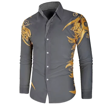 Men's Long Sleeve Shirt Printed Shirt Fashion New Casual High Quality Elegant Men's Top Extra Large Size Clothing