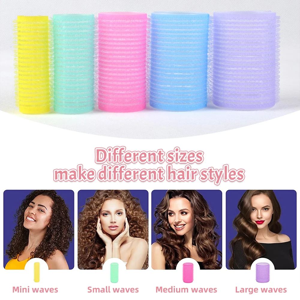 Description Picture 5 of itemHeatless Hair Roller Self Grip Hook Hair Curlers Salon Hair Dressing Curler Different Size Sticky No Heat Curling Styling Tools