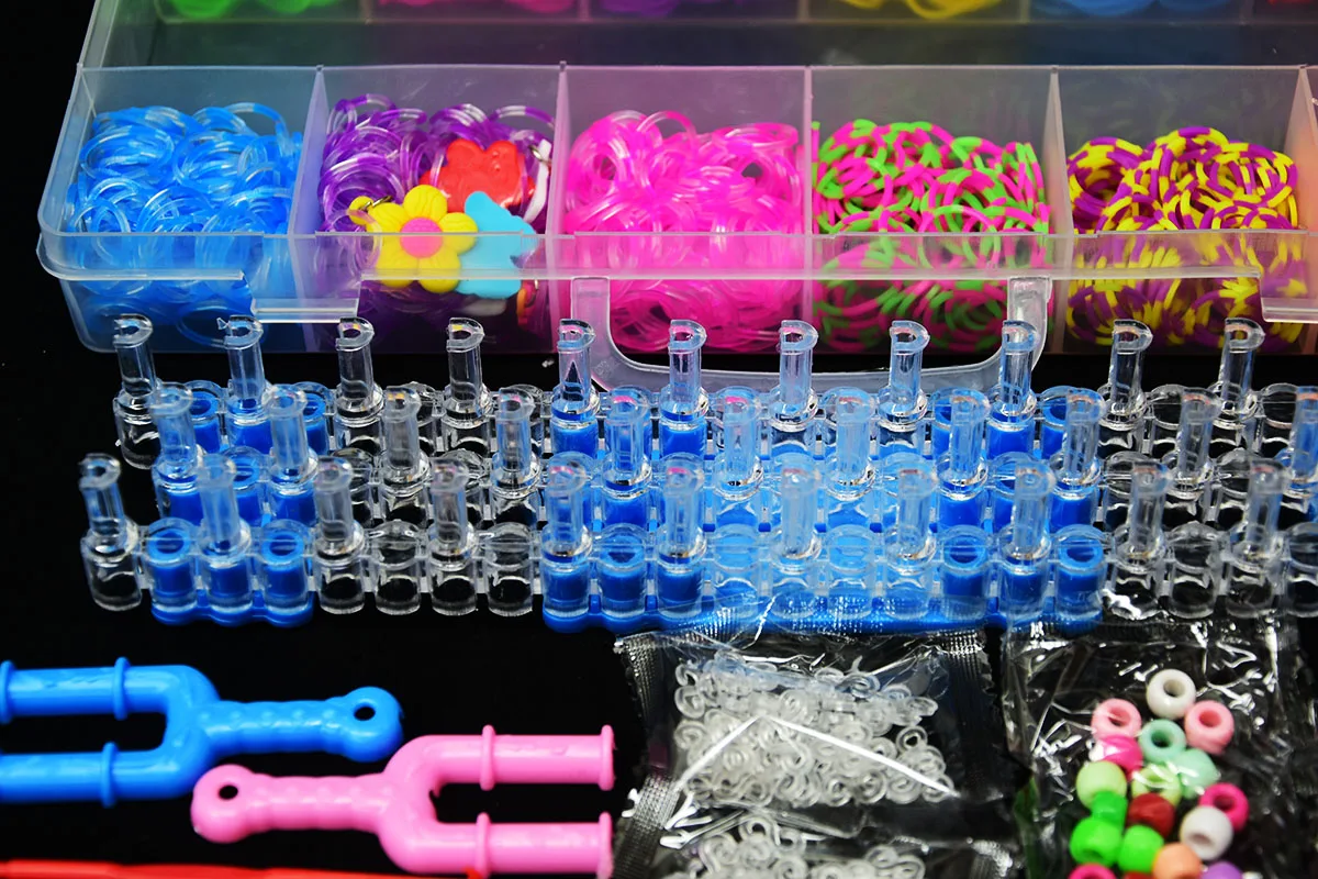 Elastic Rubber Loom Bands DIY Tool Set Box Weave Bracelet Handicraft Girl Gift Children Kids Toys Teenage 8 10 Years 1800pcs