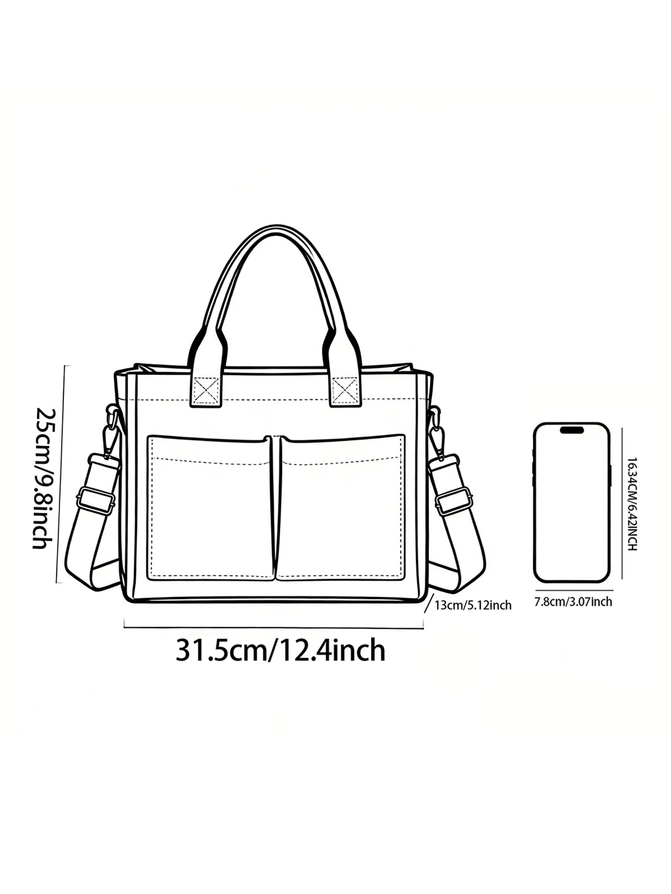 Monstera Corduroy Tote Bag with Pockets 6