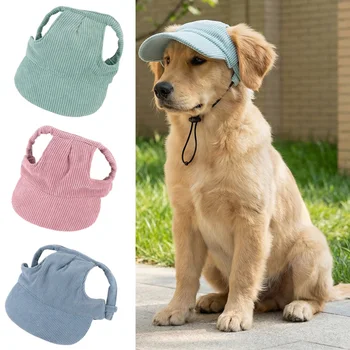 Adjustable Corduroy Dog Baseball Cap with Sun Protection 1