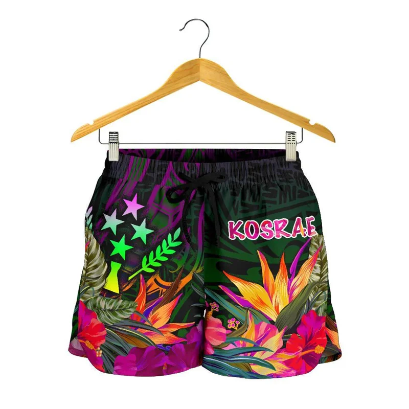 

Summer Hibiscus Kosrae Women's Shorts Trendy 2024 Swim Gym Ice Shorts Swimsuit Trunks Beach Short Hawaii Shorts Girl Short Pants