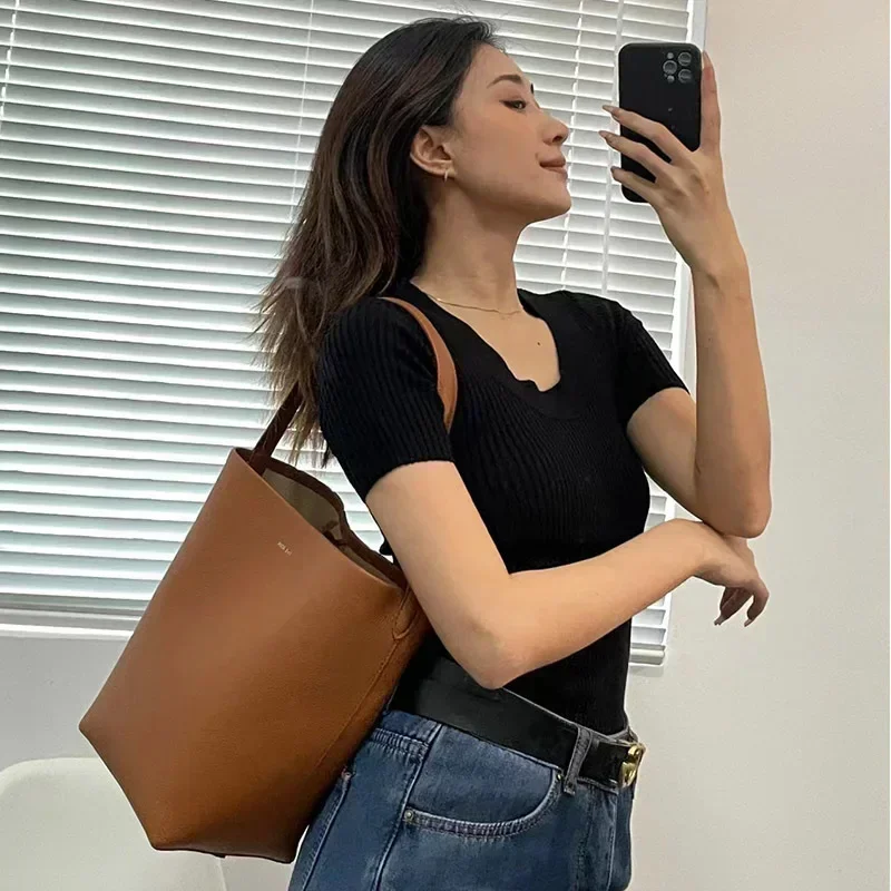 

Cowhide Single Shoulder Bag Handbag Row Bucket Tote Large Capacity Cowhide Lcu Lychee Patterned Tote Bags Luxury Shoulder Bag