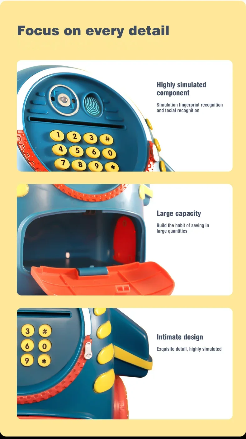 Piggy Bank Aerospace Schoolbag Money Box Toys for Kids Creative Electronic Coin Boxes Cash Safe Saving Birthday Gift Fingerprint 5