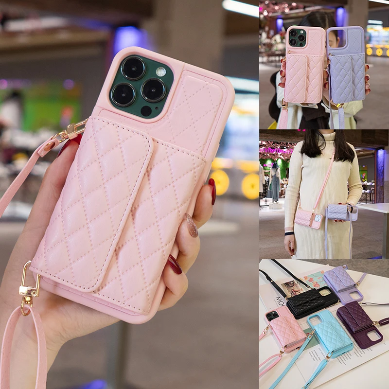 

Small Fragrant Wind Organ Card Bag Wallet Leather Case For iPhone 15 14 Pro Max 13 12 11 SE 2022 2020 X XR XS Max 8 7 6 6s Plus