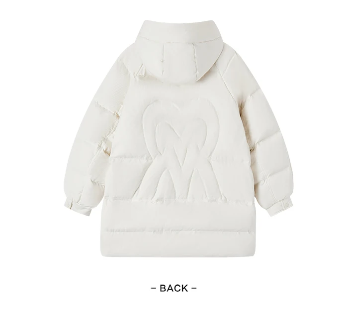 Down Jacket Women Medium Long Hooded Texture Winter Loose New Gentle Sweet Love Thick Jacket