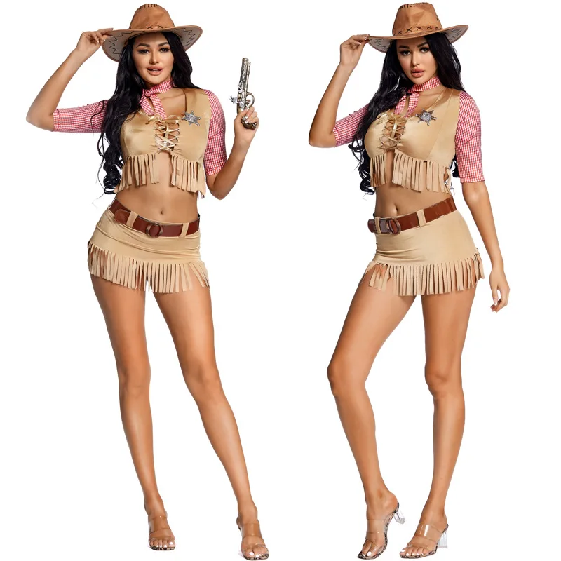 Déguisement Cowgirl Sexy Femme – Crop Top et Jupe à Franges – photo 3
