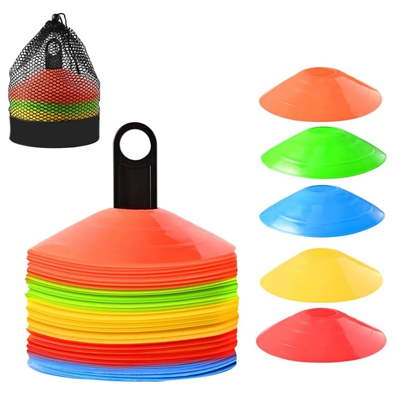 

Top!-Sports Soccer Cones For Drills - Easy-To-Carry Mini Cones With Stylish Mesh Bag And Holder For Sports - Set Of 50 Cones