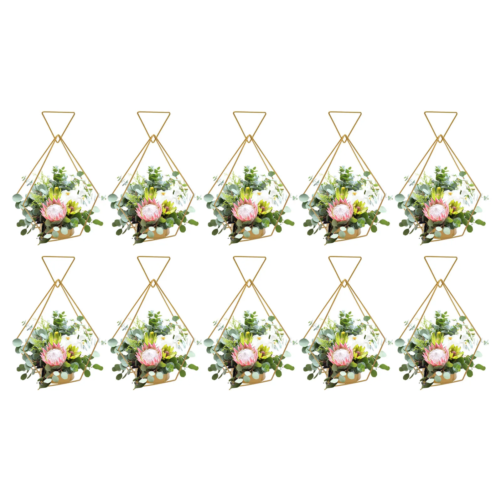 10 Pcs Gold Flower Baskets Floral Vases Elegant Wedding Centerpieces Table Decorations for Weddings Party Decoration