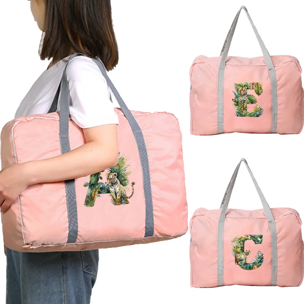 

Jungle Tiger Letter Print Pattern Reusable Foldable Large Size Travel Bag Clothes Eco Storage Bagitem Home Grocery Storage Bag
