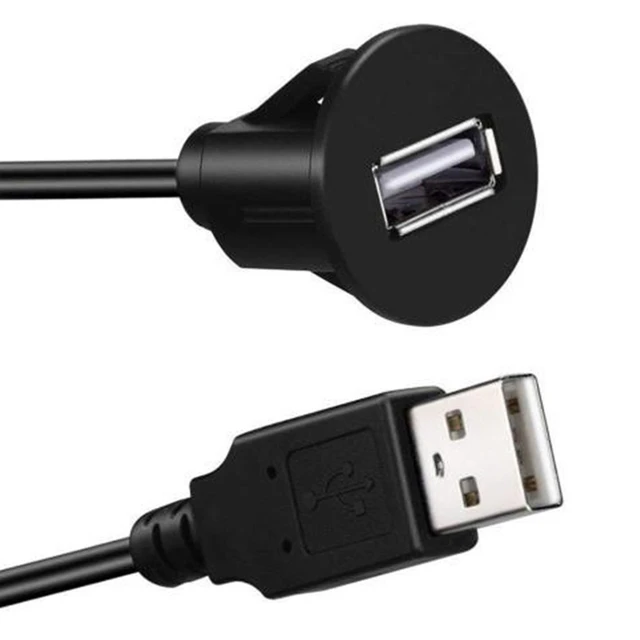 USB 2.0 Typ A + AUX Einbaubuchse Steckdose Einbau mit 100cm Kabel