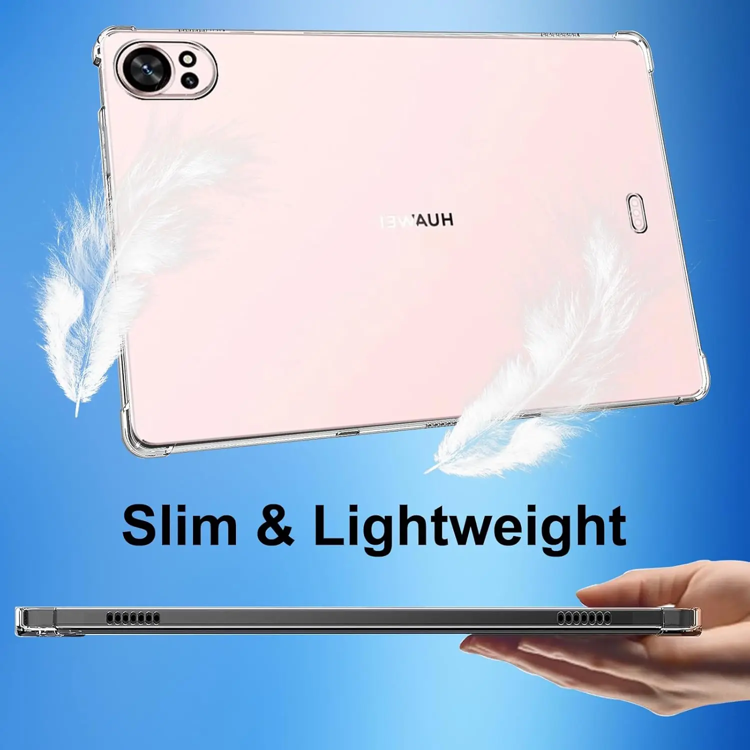 Transparent Soft TPU Silicone Case with Reinforced Corners for 12-Inch Tablets