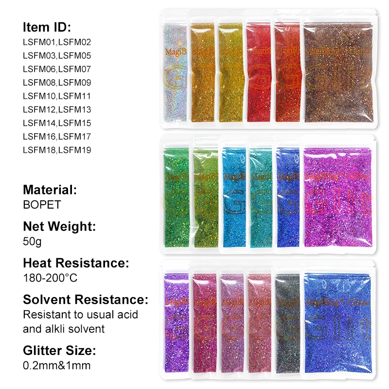 50g holografisches Laser-Silber-Nagelkunst-Glitzer, gemischte Flocken, Pulver, Gold, glitzernde Pailletten, DIY-Handwerk, Nageldesign-Zubehör – Detail 1