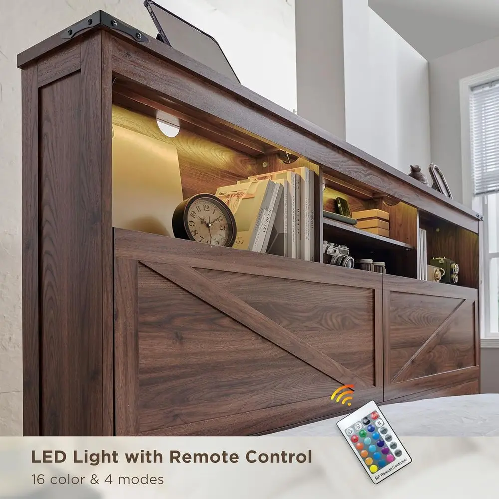 Queen LED Storage Bed 5