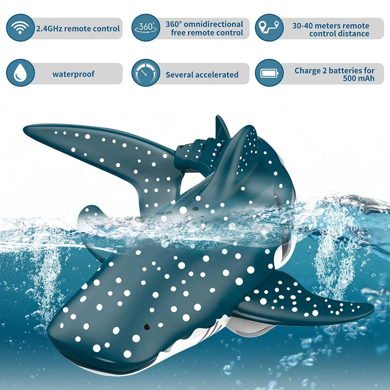 2.4G RC Simulation Shark Toys 4CH Waterproof Electric Remote Control Shark Boat Swimming Pool Bathroom Children Toy Gift 3