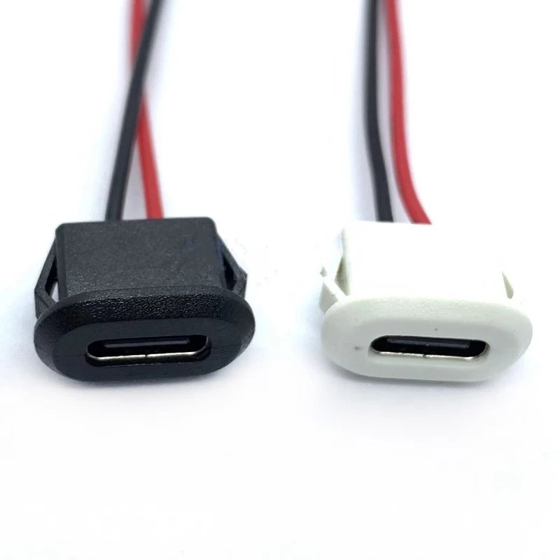 USB Type-C Fast Charging Connector Socket with Card Buckle, Female 2-Pin Port (5 or 10 Pack)