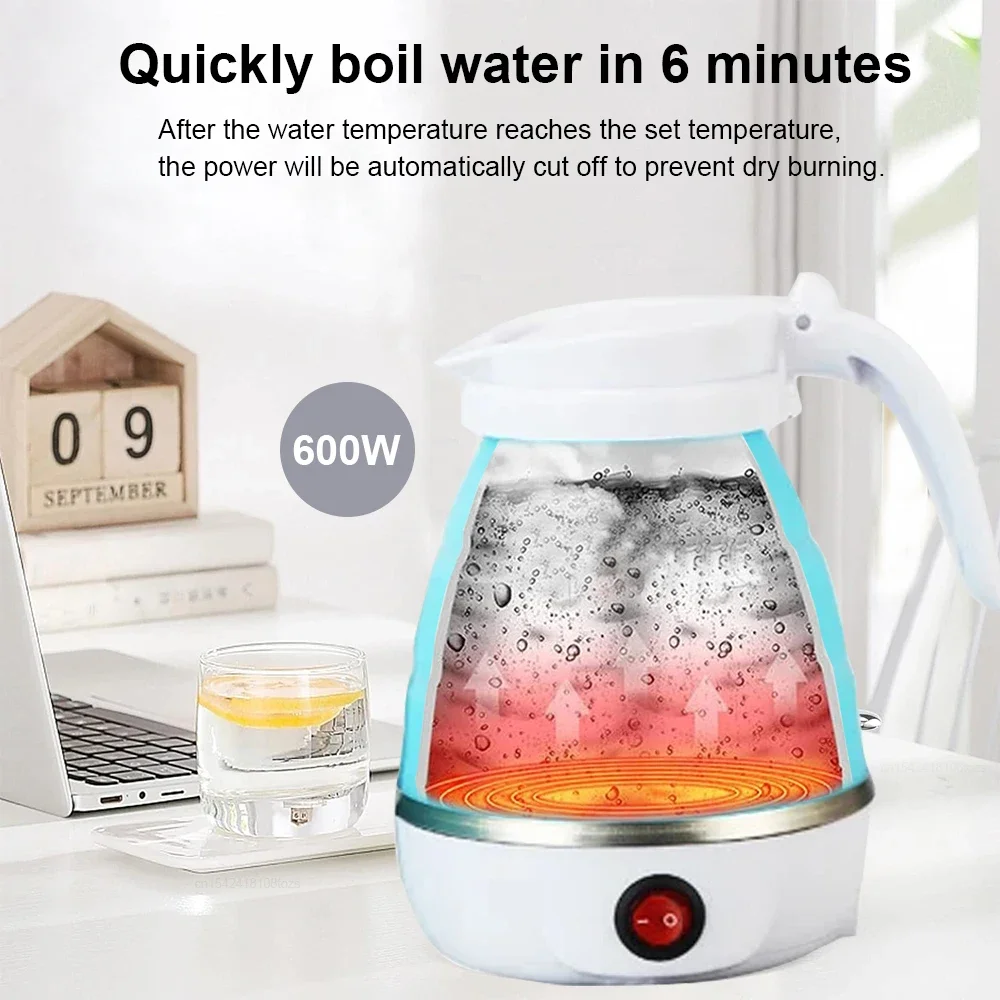 Electric Kettle Folding Electric Port Portable Travel Camping Kettle 600ML Electric Water Heater Portable Foldable Kettle Port 4