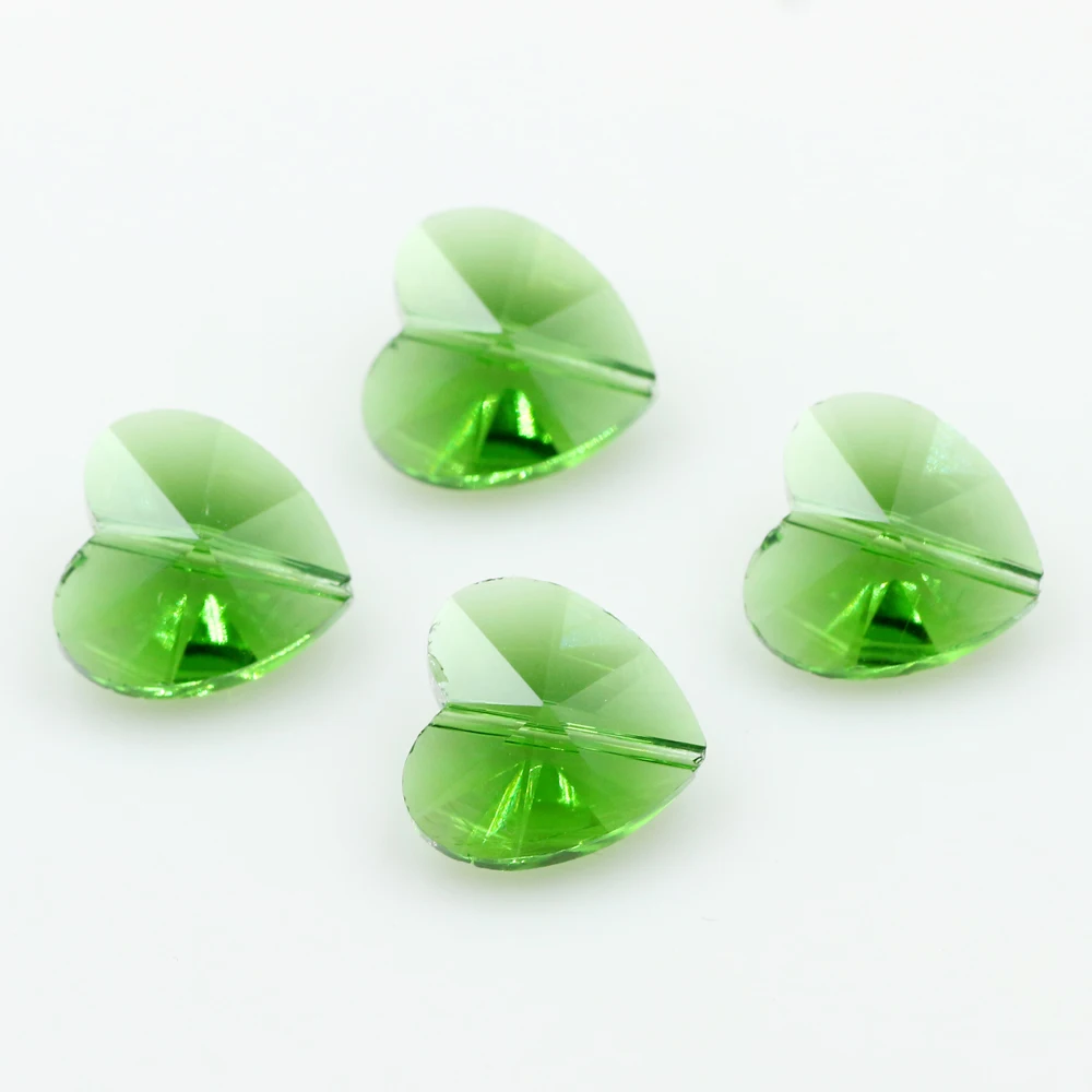 30개 10mm 오스트리아 크리스탈 하트 펜던트 수직 구멍 유리 비즈 사랑의 하트 모양 DIY 목걸이 귀걸이 액세서리 제작용