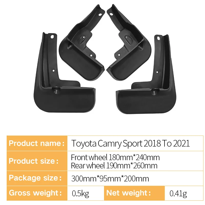 For Toyota Camry Sport 2018 To 2021 4pcs Invisible Car Wheel Mud Flaps Mudguards Mudflaps Front Rear Splash Fender Accessories