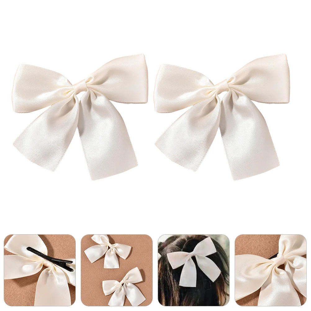 

2 Pcs Headband Bride Wedding Child Hair Barrettes Bands for Womens Fabric Bowknot Clip