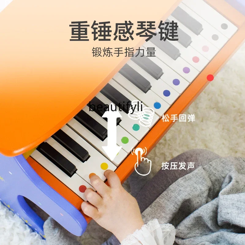 Electronic piano Mini wooden children's toy can play baby girl beginner small musical instrument