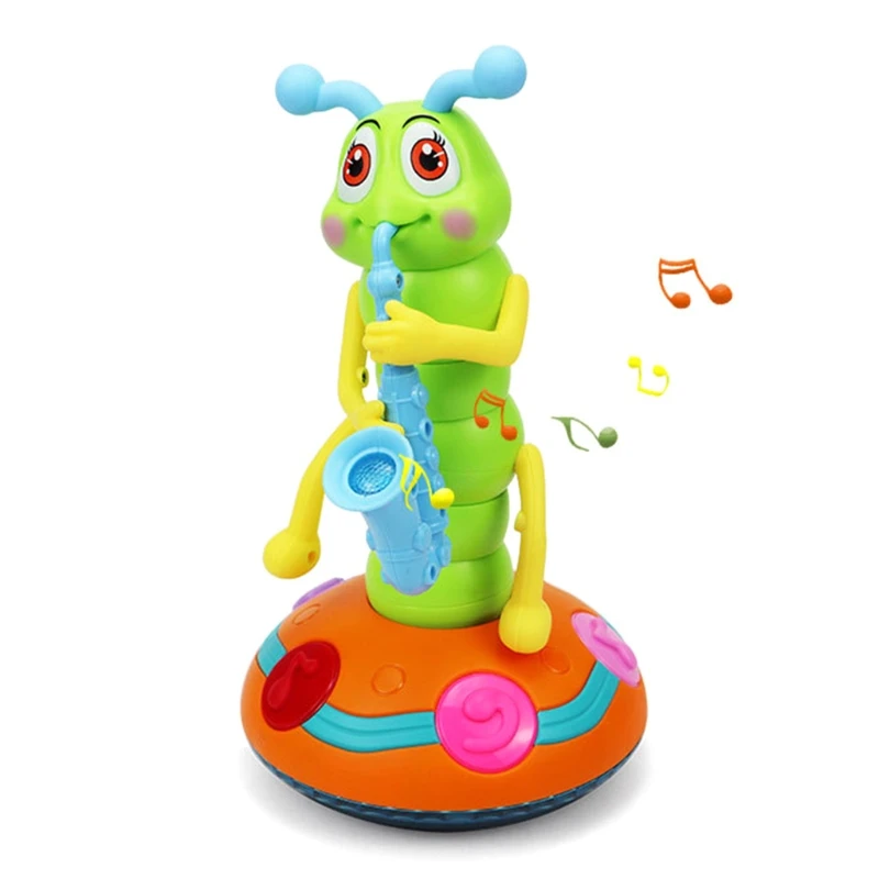 

Kids Electric Dancing Saxophone Caterpillar With Led Flashlight Music Toys for Children Rotation Baby Toys Game Toys Xmas Gift