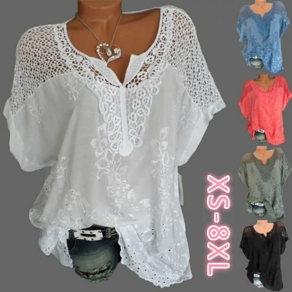 Haut Femme George Taille 14 - Blanc/rouge Floral, Manches Chauve-souris, Viscose, Occasion